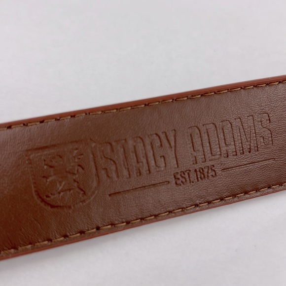 Stacy Adams Men Brown Cognac Leather Belt Pacer Perforated Belt NWT Size 36 - Picture 6 of 10